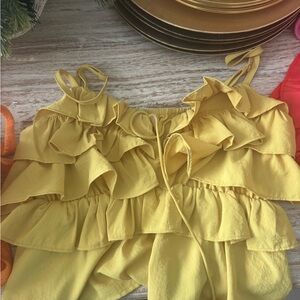 Entro Mustard Ruffle Top